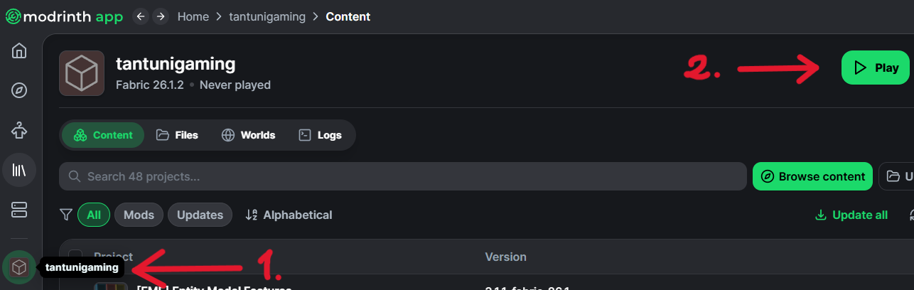 Instance'a tıkla ve oyna